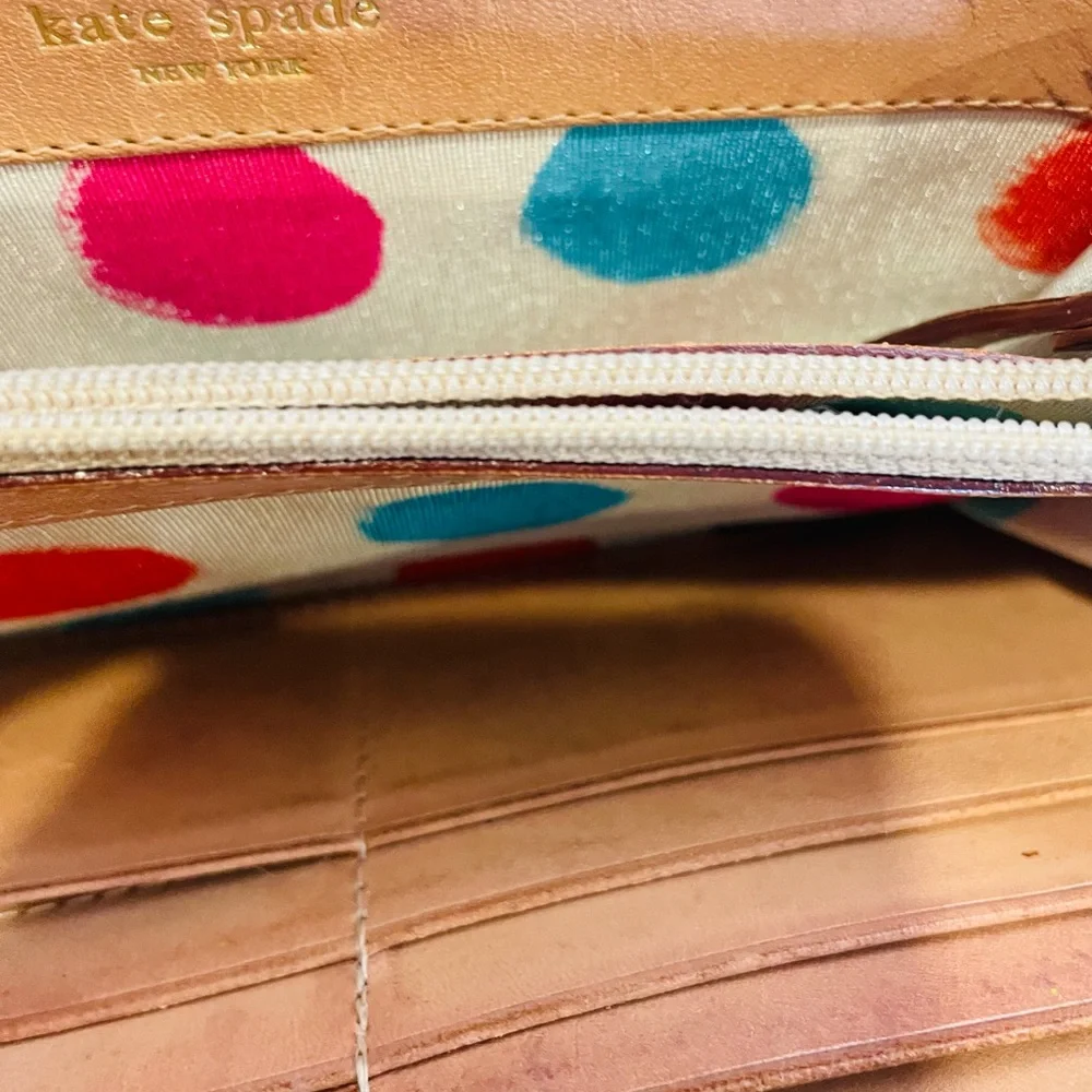 Kate Spade Bone Patent Leather Zip Around Wallet
